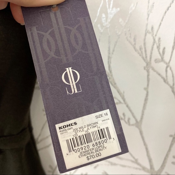 JENNIFER LOPEZ Ethereal Beauty Wild Brown Sheath Dress NWT Size 16 Gold Buckle - Picture 10 of 10